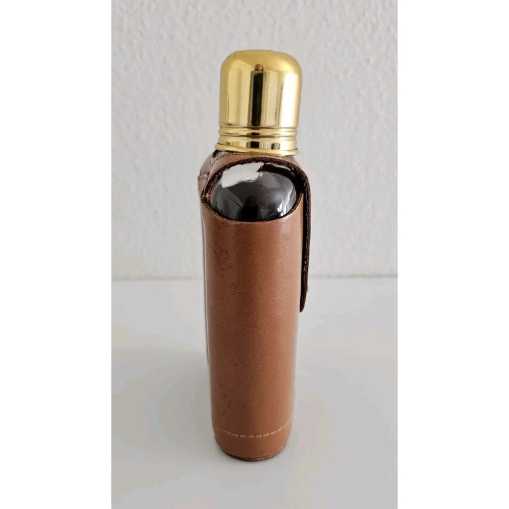 Vintage Flask With Leather Case Retro Classy Whiskey Brandy Topgrain Cowhide